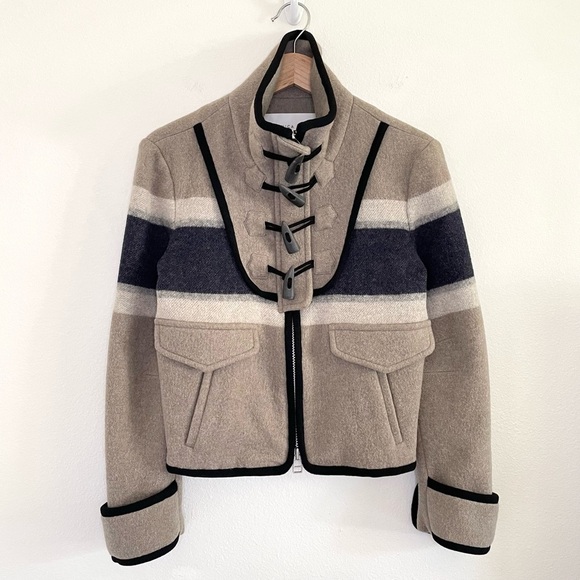 Veronica Beard Ella Blanket Jacket Striped Wool Blend Zip Toggle Closure XS - Picture 5 of 16
